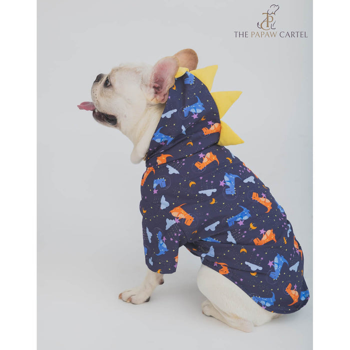 The Papaw Cartel Space Dino with Spike Hoodie Dog Shirt - Blue