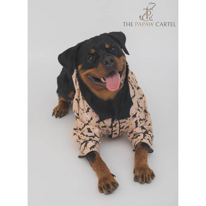The Papaw Cartel Bat And Bunting Dog Shirt with Bat Wing Collar - Peach