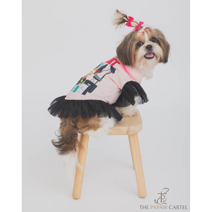 The Papaw Cartel Spolied Brat Frilled Dog T-shirt Dress - Pink