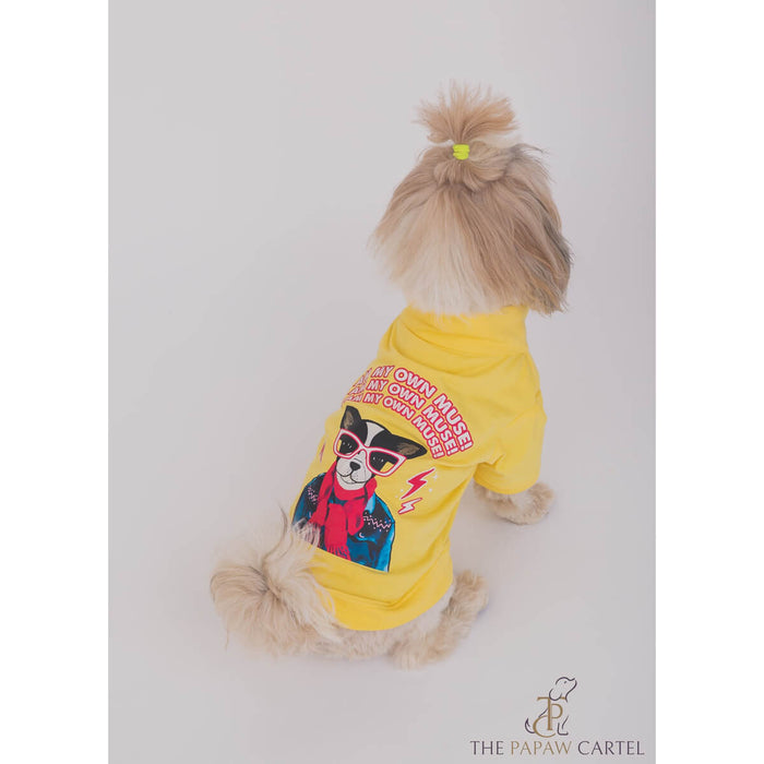 The Papaw Cartel I AM My Own Muse Turtle Neck Dog T-shirt - Yellow
