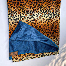 Pawgy Pets Furry Reversible Blanket For Pets - Leopard Print & Blue