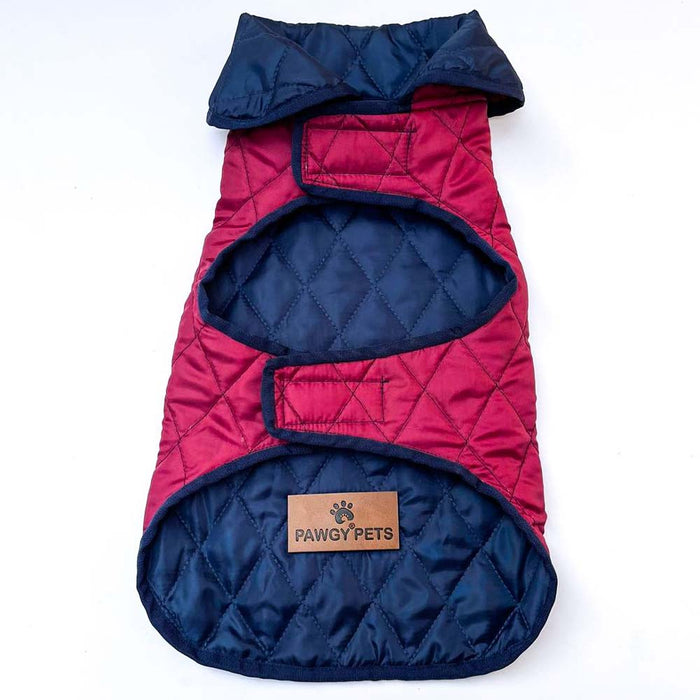 Pawgy Pets Reversible Quilted Jacket for Dog - Maroon & Navy Blue