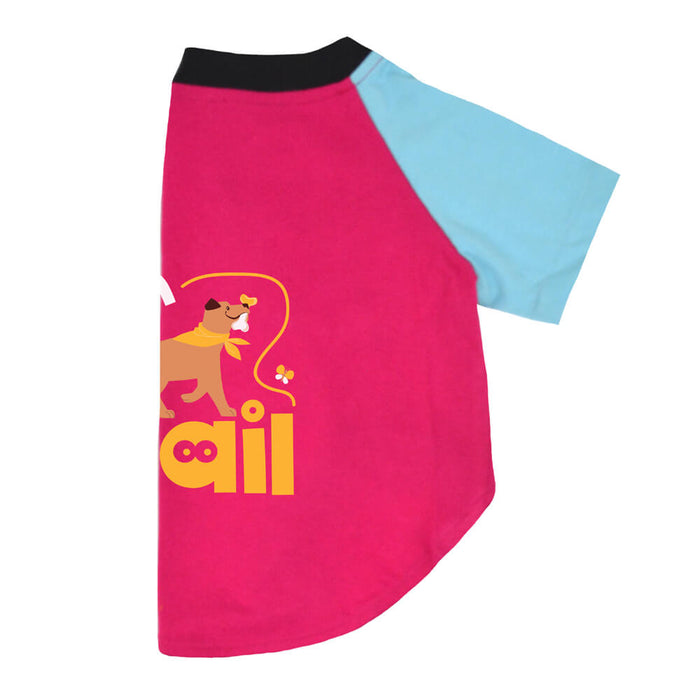 Pets Way Graphic Print Win My Tail Dog T-Shirt with Sleeves - Magenta