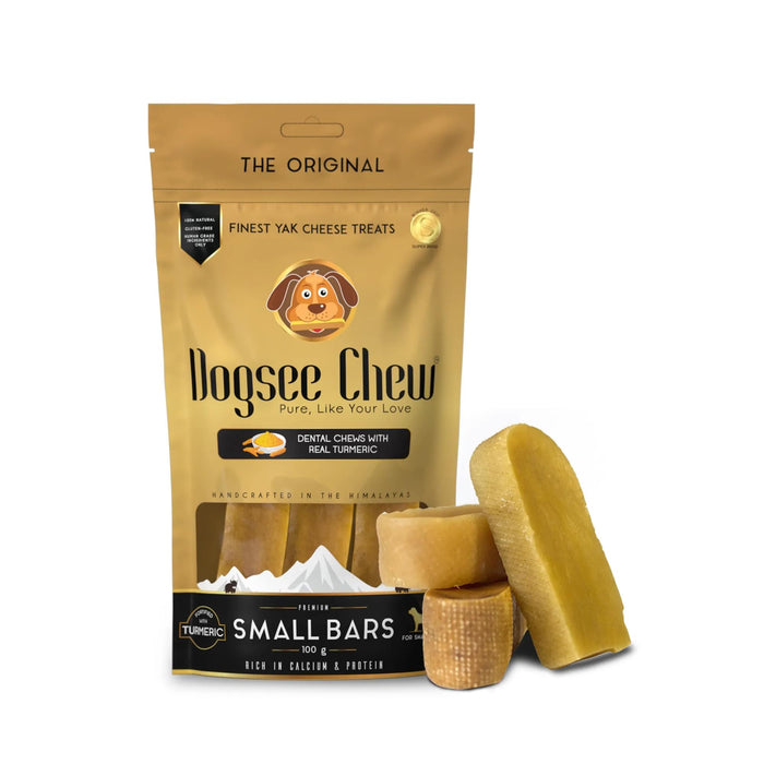 Dogsee Turmeric Long Lasting Dental Chew Small Hard Bars for Small Dogs - 100gm