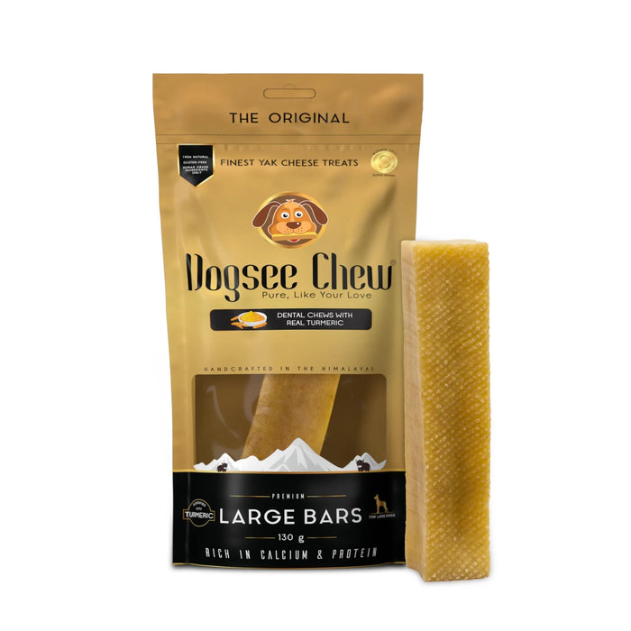 Dogsee Turmeric Long Lasting Dental Chew Large Hard Bars for Large Dogs - 130gm