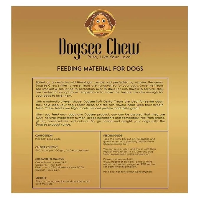 Dogsee Puffy Bars Soft Dental Treats For Senior Dogs - 70gm