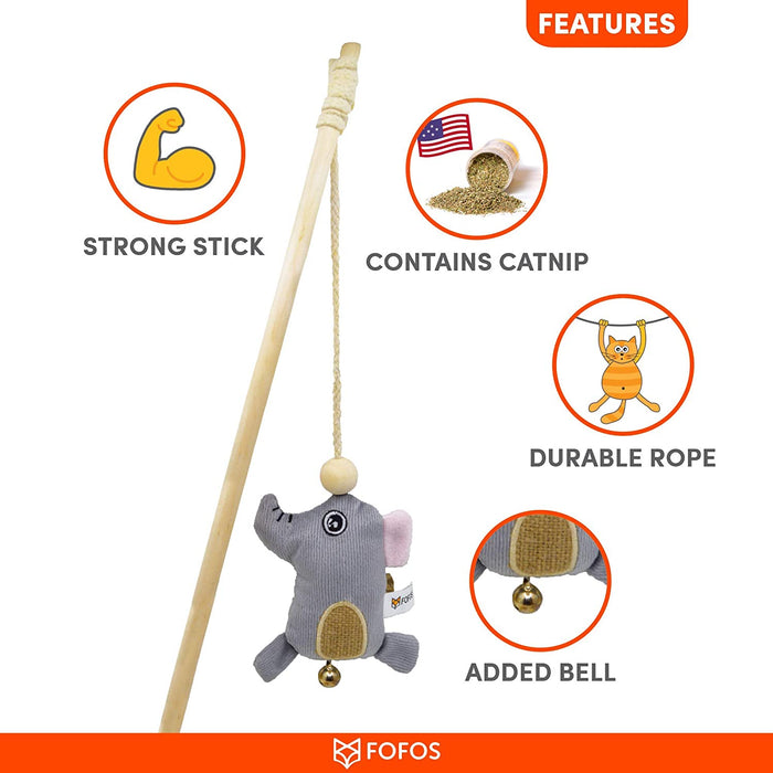 Barkbutler FOFOS Cat Wand Toy Elephant